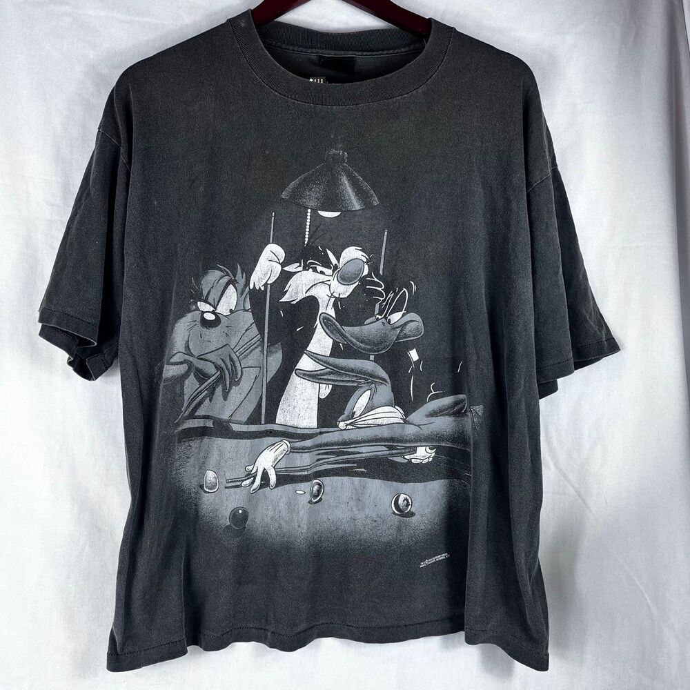 VTG 1994 Changes Loony Tunes Pool Billards Single Stitch Tee XL Taz Bugs Daffy